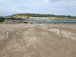 Mise en place des pieux battus et des modules
